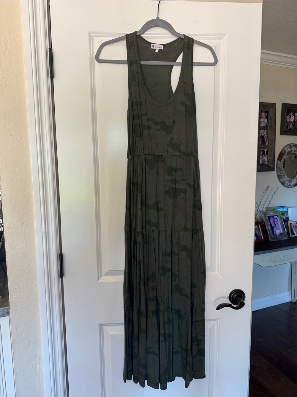 Sleeveless Racerback Green Camo Maxi Dress